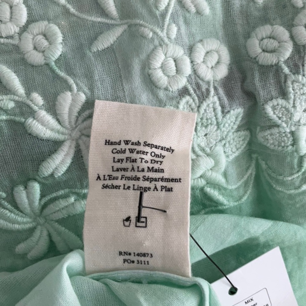 NWT LoveShackFancy Mint Green Floral Embroidered Rhonda Top Sz S, gorgeous! - Picture 8 of 8